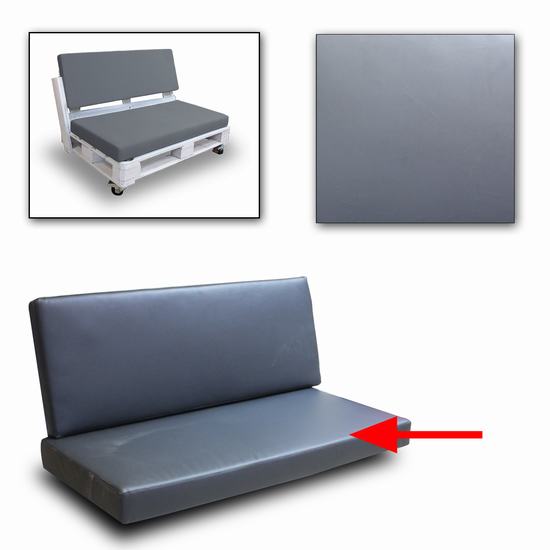 COJIN POLIPIEL ASIENTO SOFA PALET GRIS 80X120CM