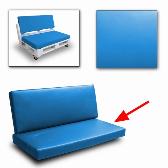 COJIN POLIPIEL ASIENTO SOFA PALET AZUL 80X120CM