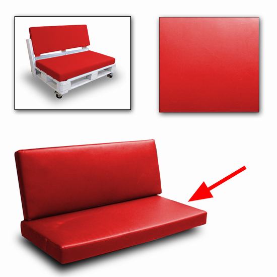 COJIN POLIPIEL ASIENTO SOFA PALET ROJO 80X120CM