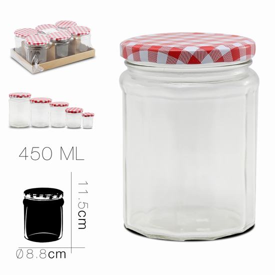 BOCAL HERMETIQUE CONFITURE 450 ml Diam 8.8 x 11.5 cm