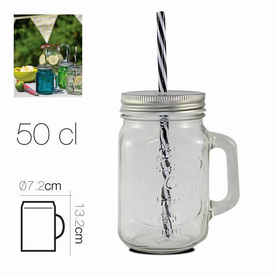 JAR W/LID AND STRAW 50 cl 7.2 x 13.2 cm CAP MATTE FINISH