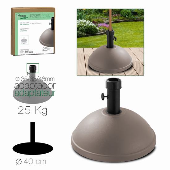SOPORTE SOMBRILLA CEMENTO TOPO 25 kg D40 x 10/15cm