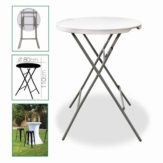 MESA ALTA REDONDA PLEGABLE Diam 80 x H 110 cm