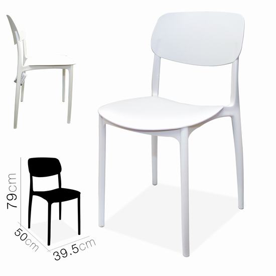 SILLA BLANCA DE PLASTICO 39.5 x 50 x 79 cm