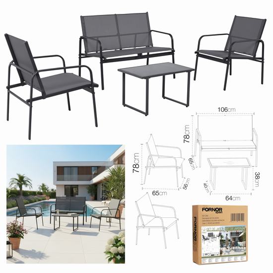 SET DE JARDIN SOFA+MESA+2 SILLONES ANTRACITA
