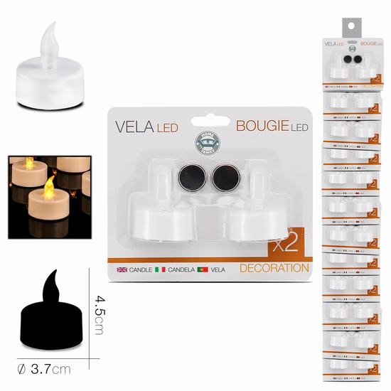 CANDELA CALIENTA PIATTO X 2 LED Diam 3.7 x H 4.5 cm