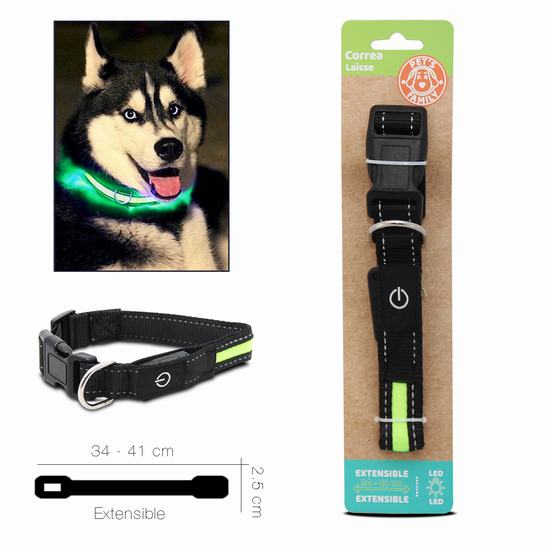 CORREA MASCOTA EXTENSIBLE CON LED 34 - 41 x 2.5 cm