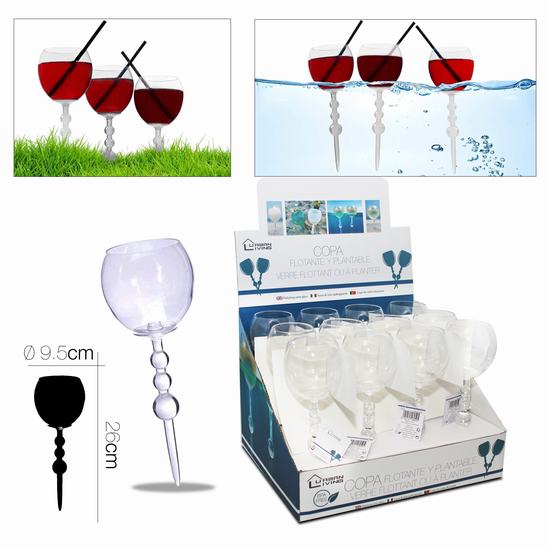 COPA DE PLASTICO FLOTANTE DE VINO Diam 9.5 x H 26
