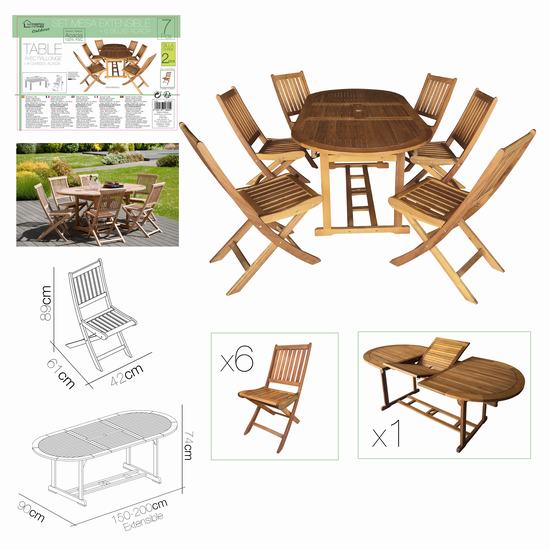 EXTANDABLE WOODEN TABLE WITH 6 CHAIRS