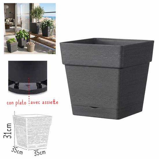 MACETERO GLAMOUR ANTRACITA CUADRADO 35 x 35 x H 31
