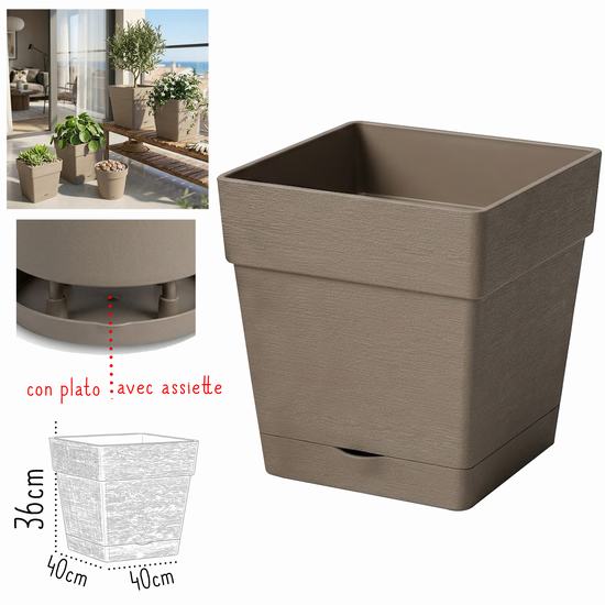 MACETERO GLAMOUR MOCA CUADRADO 40 x 40 x H 36 cm -