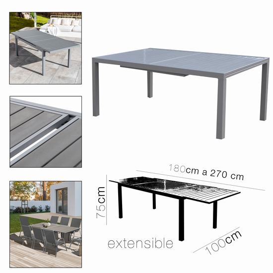 TAUPE COLOR ALUMINUM TABLE   180/270X100X75
