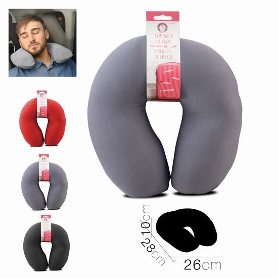 ALMOHADA DE VIAJE POLYESTER NEGRO - GRIS - ROJO