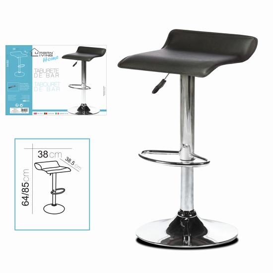TABURETE BAR CITY NEGRO 38.5 x 38 x H 64/85 cm