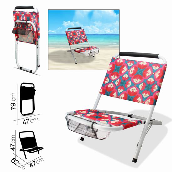 SILLA DE PLAYA CUADROS ROSA 62 x 47 x H47 cm