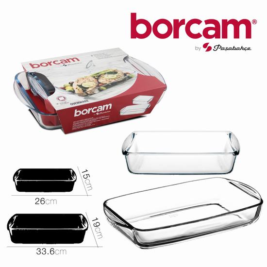 BANDEJA HORNO BORCAM X2 26 x 15 Y 33.6 x 19 cm