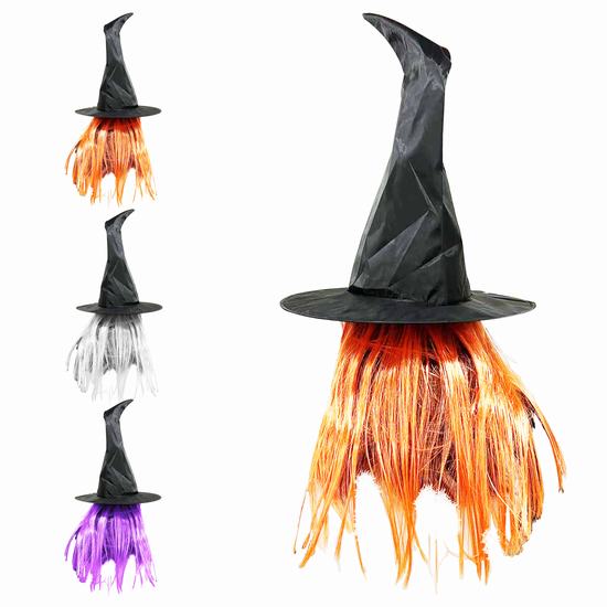 GORRO BRUJA CON PELO 3 COLORES Diam 45 x 40 cm