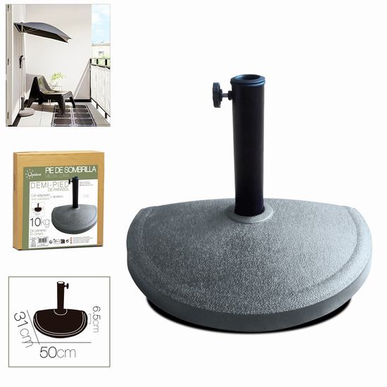 PIED DE PARASOL DEMI LUNE 10 kg - 50 x 31 x 6.5 cm GRIS