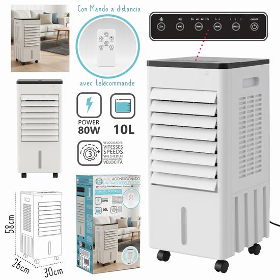 AIRE ACONDICIONADO PORTATIL C/MANDO 80 w 10 litros