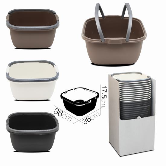 BASSINE CARREE AVEC ANSE 36X36X17.5 (ASST)