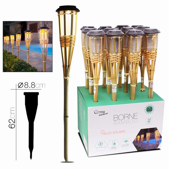 ANTORCHA BAMBU SOLAR Diametro 8.8 x H 60 cm