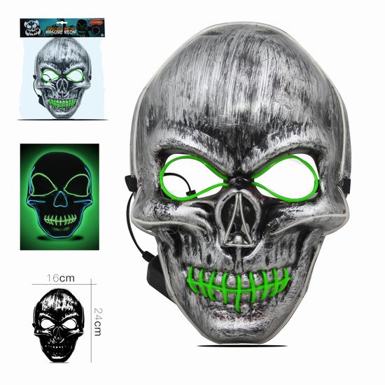 MASQUE TETE DE MORT NEON VERT HALLOWEEN 24 x 16 x 6 cm