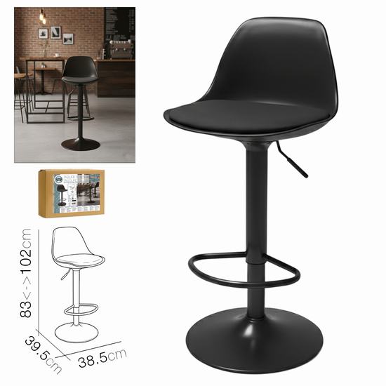 TABURETE BAR C/RESPALDO NEGRO 38.5 x 39.5 x H 83-1