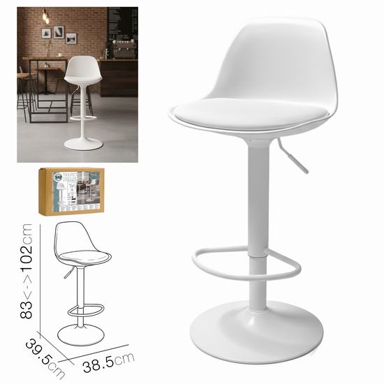 TABURETE BAR C/RESPALDO BLANCO 38.5 x 39.5 x H 83-