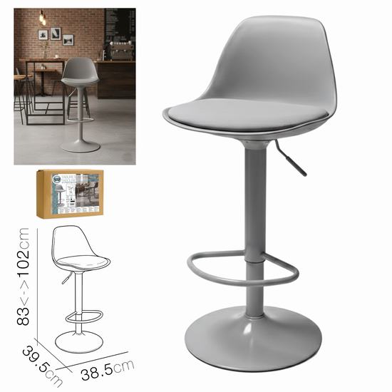 TABURETE BAR C/RESPALDO GRIS 38.5 x 39.5 x H 83-10