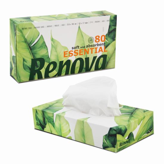 PAÑUELOS FACIALES ESSENTIAL RENOVA X80 BLANCOS 2 C