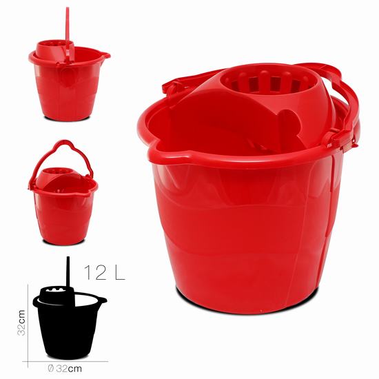 SEAU ROND ESPAGNOL Diam 32 x H 32 cm / 12 L ROUGE