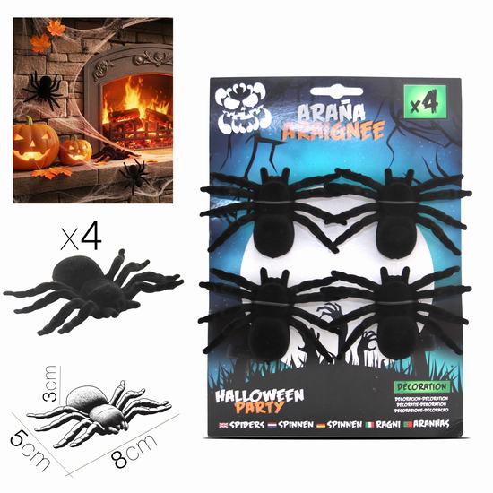 ARAÑA NEGRA X4  8 x 5 x 3 cm