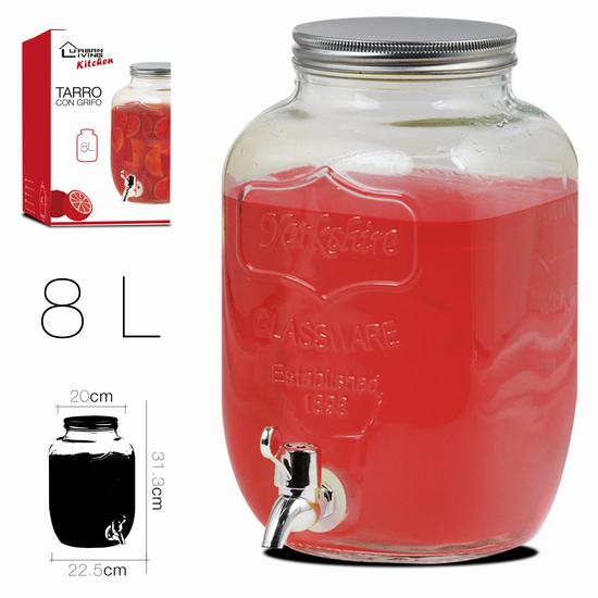 GLASS JAR W/TAP 8L 20 x 22.5x31.3 cm