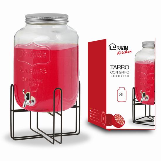 GLASS JAR W/TAP 8L + HOLDER 20 x 22.5 x 31.3 cm