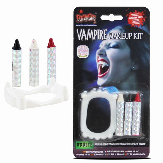 KIT MAQUILLAJE VAMPIRO ( LAPIZ X3 + DIENTES)